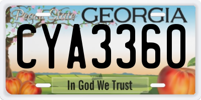GA license plate CYA3360