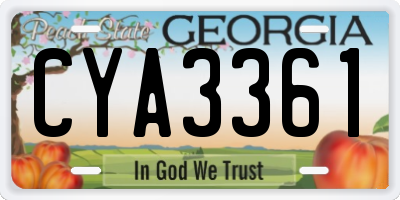 GA license plate CYA3361