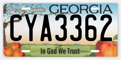 GA license plate CYA3362