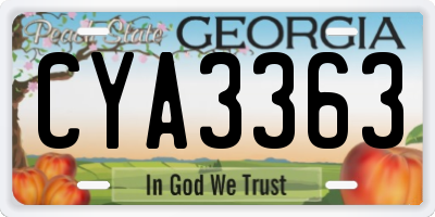 GA license plate CYA3363