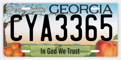 GA license plate CYA3365