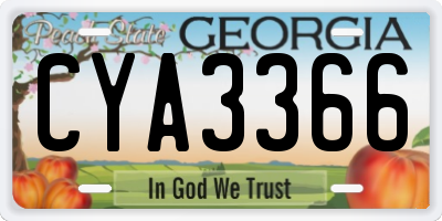 GA license plate CYA3366