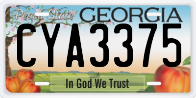 GA license plate CYA3375