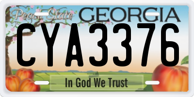 GA license plate CYA3376