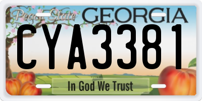 GA license plate CYA3381