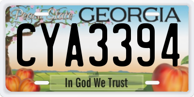 GA license plate CYA3394