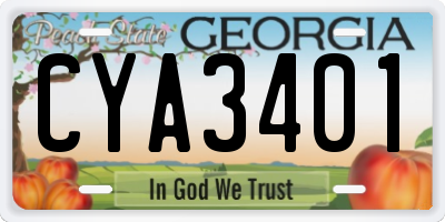 GA license plate CYA3401