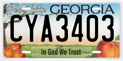 GA license plate CYA3403