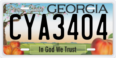 GA license plate CYA3404
