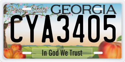 GA license plate CYA3405