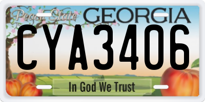 GA license plate CYA3406