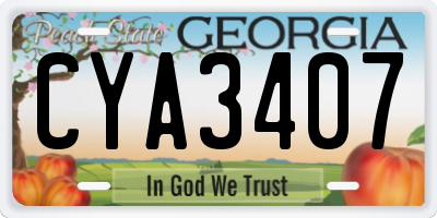 GA license plate CYA3407