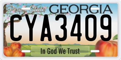 GA license plate CYA3409