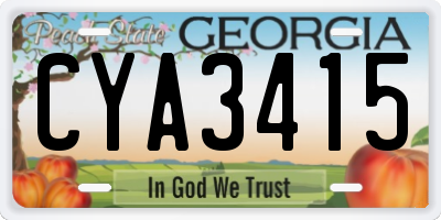 GA license plate CYA3415