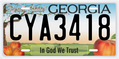 GA license plate CYA3418