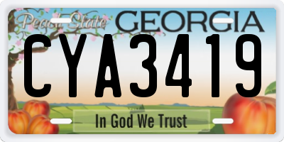 GA license plate CYA3419