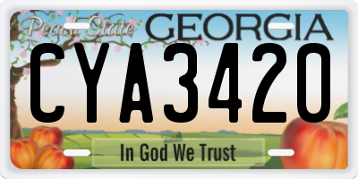 GA license plate CYA3420