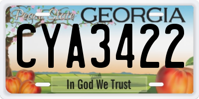 GA license plate CYA3422