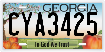 GA license plate CYA3425