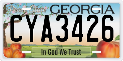 GA license plate CYA3426