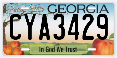 GA license plate CYA3429