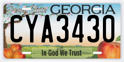 GA license plate CYA3430