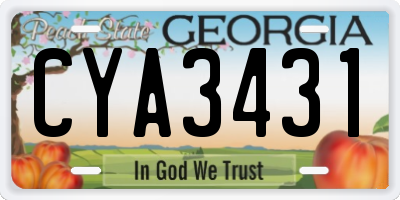 GA license plate CYA3431