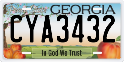 GA license plate CYA3432