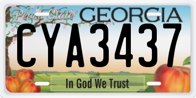 GA license plate CYA3437