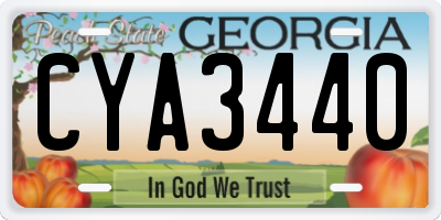 GA license plate CYA3440