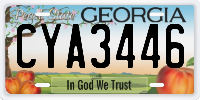 GA license plate CYA3446