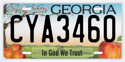 GA license plate CYA3460