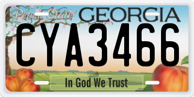 GA license plate CYA3466