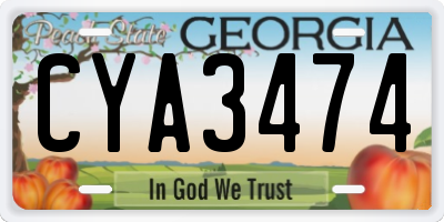 GA license plate CYA3474