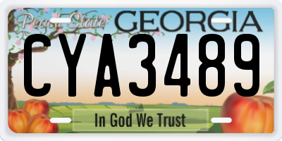 GA license plate CYA3489