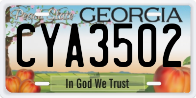 GA license plate CYA3502