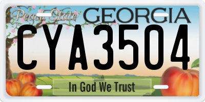 GA license plate CYA3504