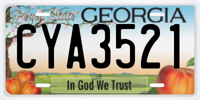 GA license plate CYA3521