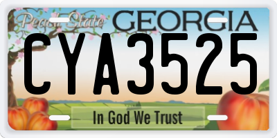 GA license plate CYA3525