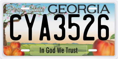 GA license plate CYA3526
