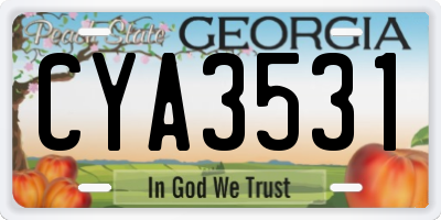 GA license plate CYA3531