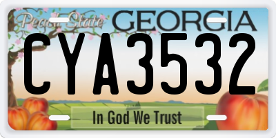 GA license plate CYA3532