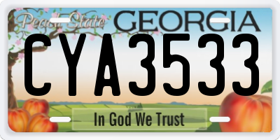 GA license plate CYA3533