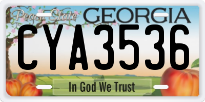 GA license plate CYA3536