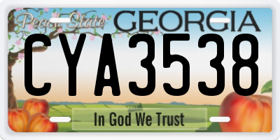 GA license plate CYA3538