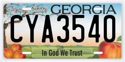 GA license plate CYA3540