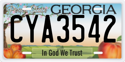 GA license plate CYA3542