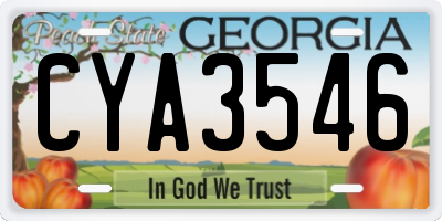 GA license plate CYA3546