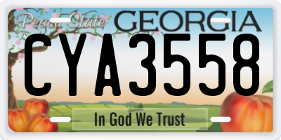 GA license plate CYA3558