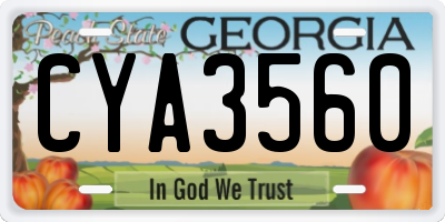 GA license plate CYA3560